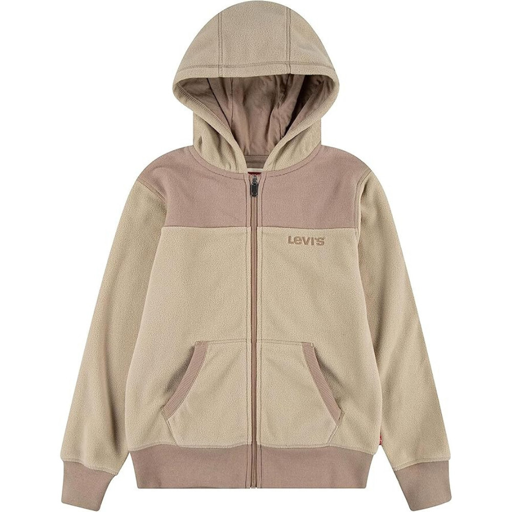 Levi's Hoodie Boys L Beige Kangaroo Pocket Long Sleeve Full Zip Active RED441